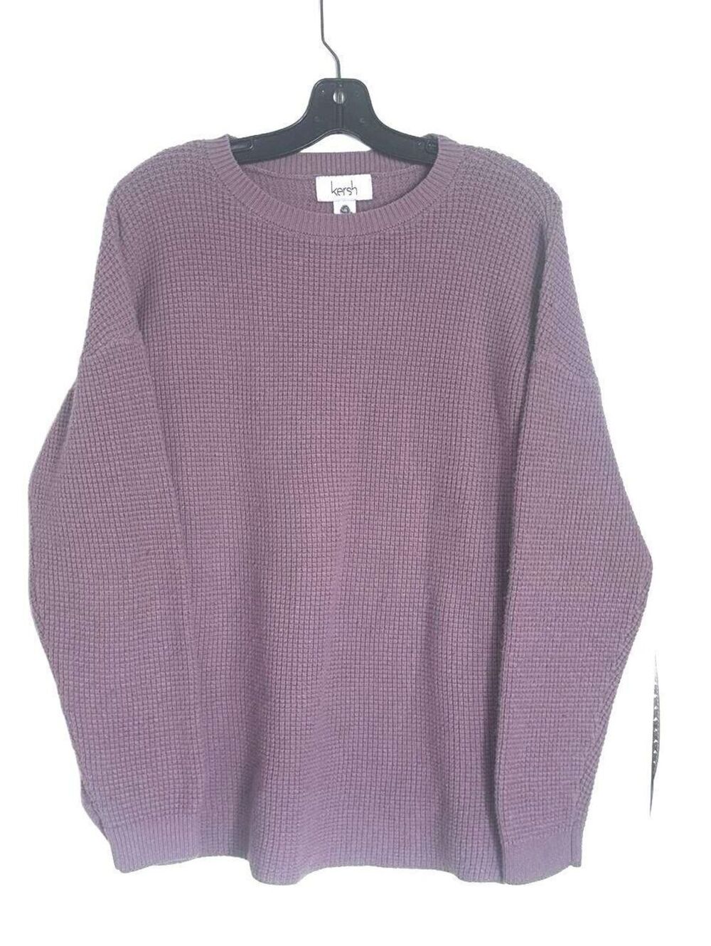 Kersh Women’s Merino Wool Blend Waffle Knit Sweater Lilac - Size L